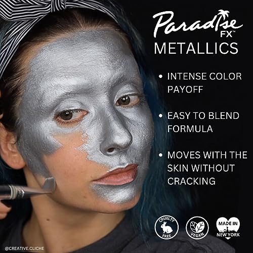 Mehron Makeup Paradise FX Metallic Face Paint Palette - Water-Activated, Neon Colors