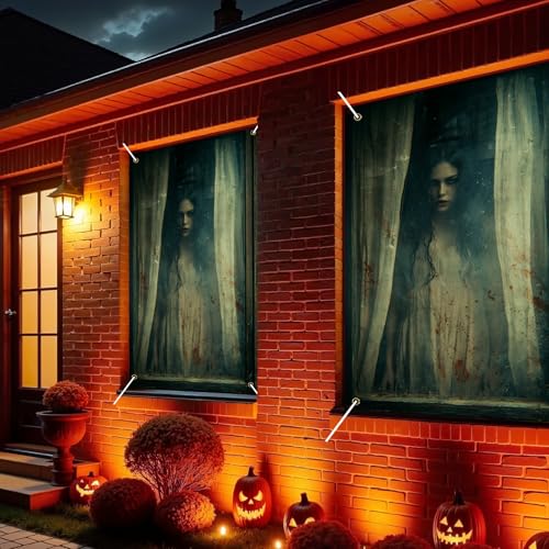 Halloween Window Cover Banner Bloody Ghost 31.5x47.3in Polyester - Variation LU90008