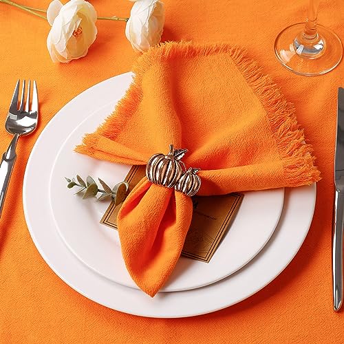 Copper Pumpkin Napkin Rings Set of 6 - Fall Halloween Thanksgiving Table Decor