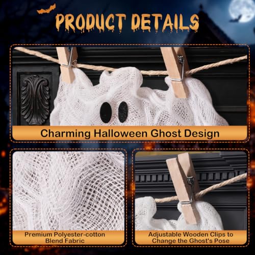 Halloween Ghost Garland - 6Ft Rustic Halloween Decor for Mantel, Wall, Fireplace | Variation: Ghost Garland