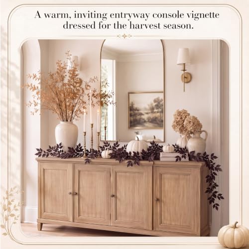 Fall Garland 6ft Plum Purple Cimicifuga Artificial Leaf Decor 2-Pack