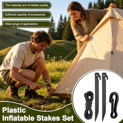Inflatable Stakes Kit for Yard Decorations - Heavy Duty Ground Stakes, Ropes & Hooks, Outdoor Tie Down Set for Christmas & Halloween