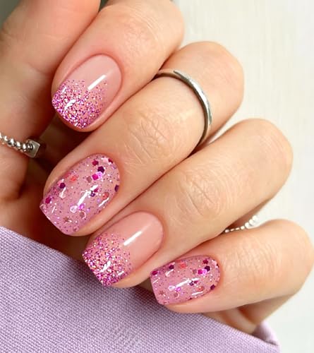 Semi Cured Gel Nail Art Stickers with Glitter & Gradient Effects - 20 Strips
