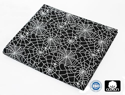 Halloween Spider Web Cotton Tablecloth - Black White 60x84 Inch Rectangular