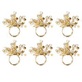 DII Gold Beaded Cluster Napkin Ring Set - 4 Inch Diameter, 6 Pieces