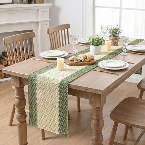 Farmhouse Rustic Paper Braided Table Runner - Dark Green, 12x120 Inch