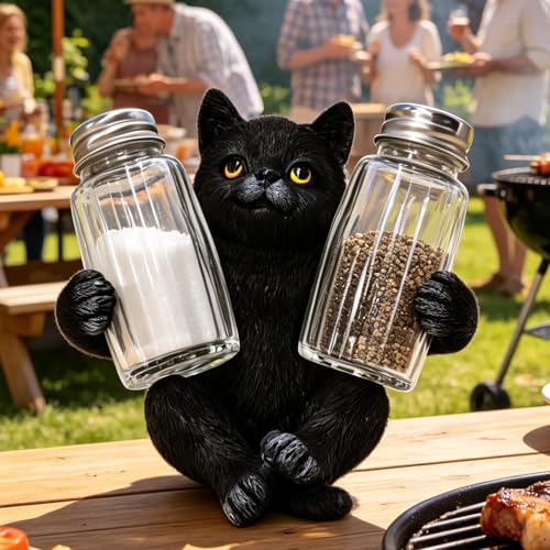 Black Cat Salt and Pepper Shakers Set Halloween Kitchen Decor - Variation of THIS listing