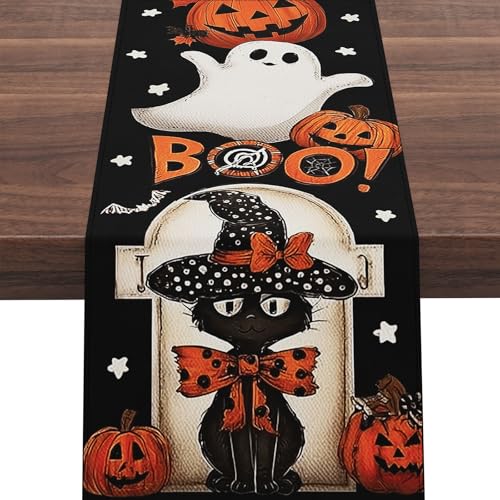 Halloween Pumpkin Ghost Table Runner 13x72 Inches | Spooky Fall Decor - Variation of THIS Listing