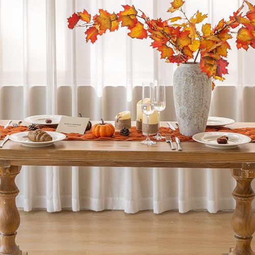 Thanksgiving Table Runner with Faux Fur Pumpkin Design - Fall Decor, 13x72 Inches - Fall / 72x13