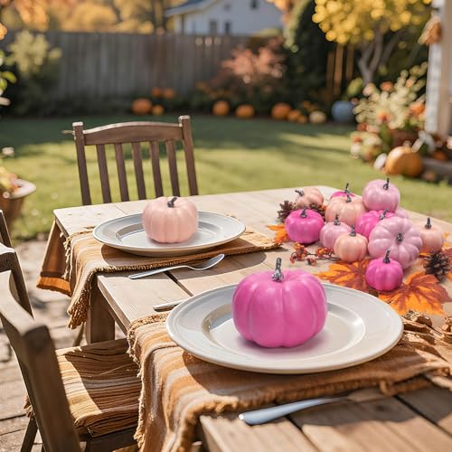 Pink Fall Pumpkin Decor Set - 22 pcs Autumn Harvest Wreath & Table Decorations (Assorted Pink)