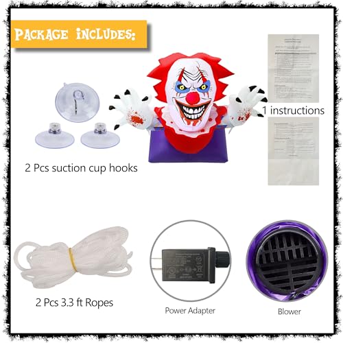 Halloween Inflatable Clown Decoration with Rotating Head - 4.1FT Lulu Home, Waterproof Outdoor Indoor Display