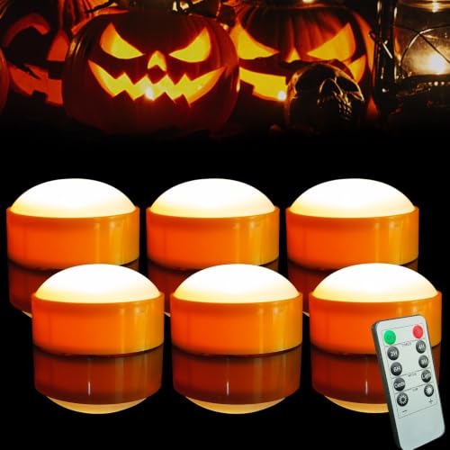 6 Pack Halloween Pumpkin LED Lights with Timer - Battery Operated Candles