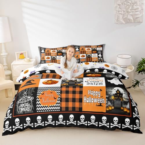 Halloween Pumpkin Lantern Duvet Cover Set Queen Variation of Multi 45