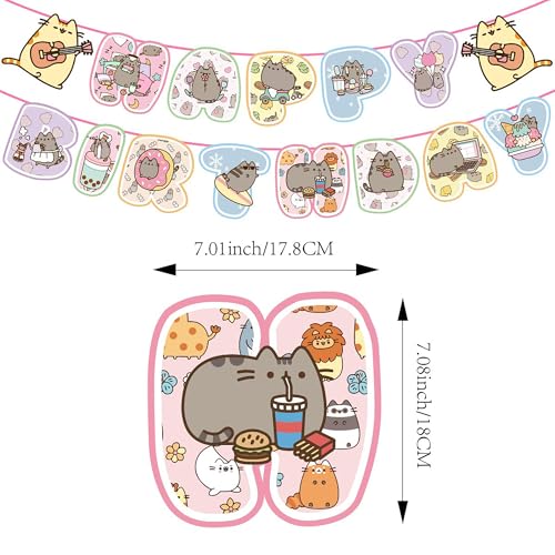 Cat Party Decorations Kit with Banner Balloons Cake Toppers for Birthday & Pet Themed Parties