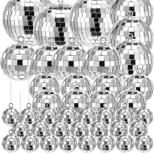 Mini Silver Disco Balls Set - 70 Pieces with 5 Sizes for 70s Party & Event Decor