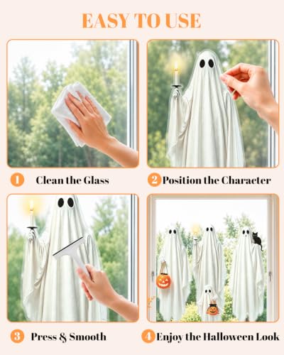 ALKB Halloween Window Clings Stickers - Ghost Halloween Window Decorations