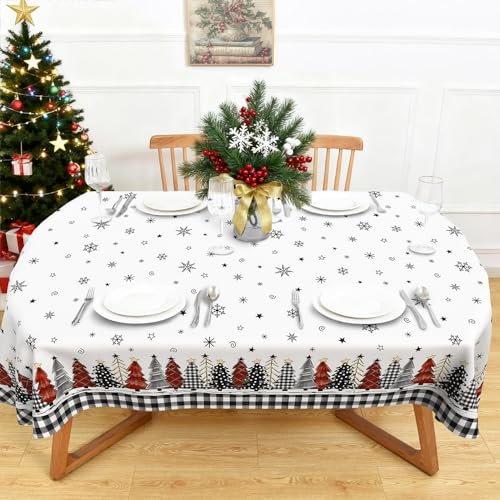 Roszwtit Christmas Tree Oval Tablecloth 60x120 Inches - Holiday Home Decor - Variation 03