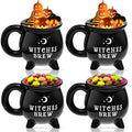 Ceramic Witch Cauldron Mug Set - 12 oz Black Coffee & Tea Cups, 4 Pack