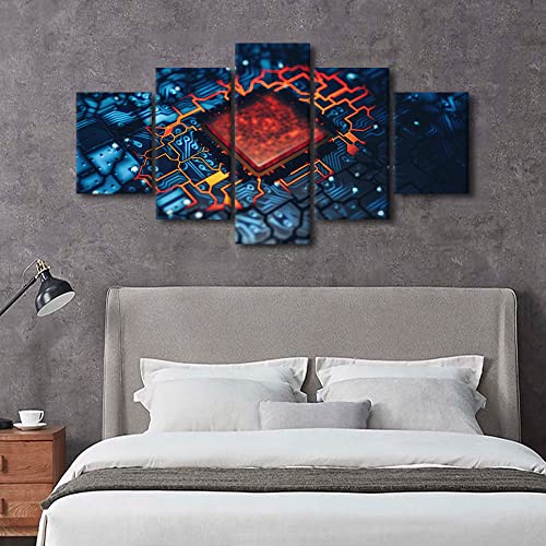 Motherboard Circuit Wall Art Canvas - 60x32 Inches, Modern Tech Decor - Variation of Artwork-08