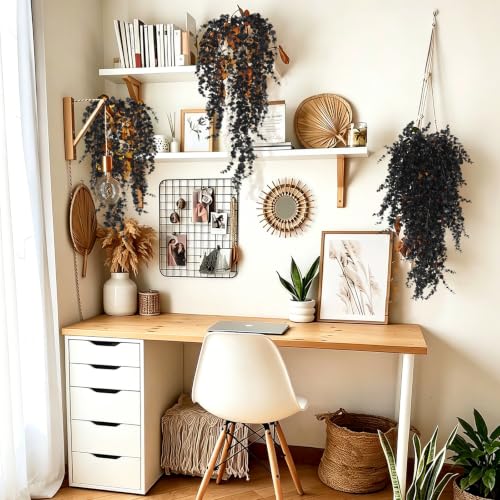 Artificial Hanging Plant Vines - Black Grass Faux Fall Greenery 31.5" with 5 Stems - Variation of Black Grass / Hanging Plants Without Lights