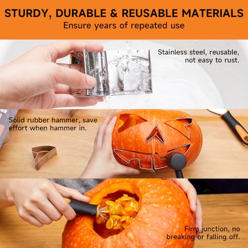 Pumpkin Carving Kit with Stencils, Electronic Candles & Tools for Halloween