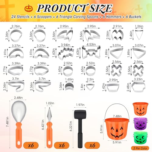Halloween Pumpkin Carving Kit with Stencils & Tools - 48 Pieces for Adults