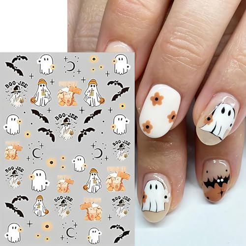 Halloween Ghost Nail Art Stickers Spooky Ghost Variation - 8 Sheets for Nails