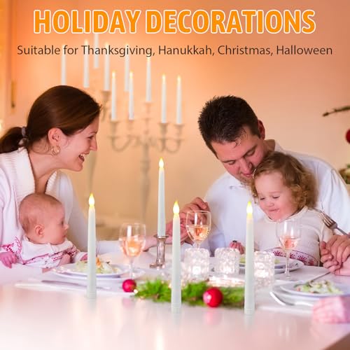 LED Flameless Taper Candles Bulk 36 Pieces - White, 8.5 Inch, Safe & Windproof