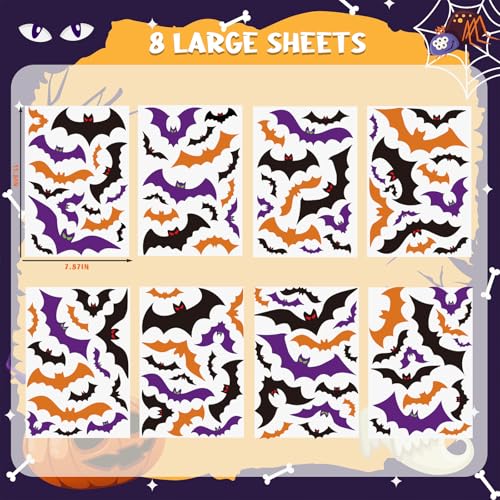 Halloween Window Clings 112 Pcs Double Sided Bat Stickers for Home Office Classroom Decor