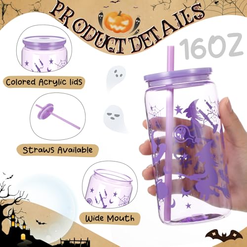 6 Pack Halloween Acrylic Tumblers 16 Oz with Lids & Straws - Festive Drinkware