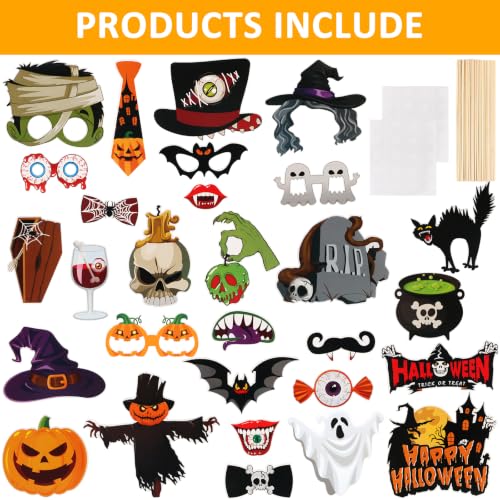 30PCS Halloween Photo Booth Props Set - Spooky Party Decorations