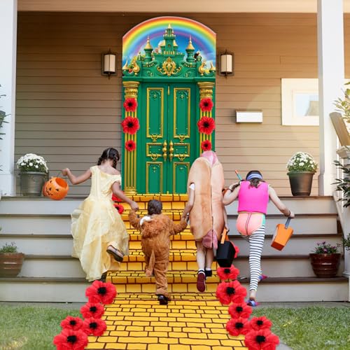 Halloween Green Castle Door Cover & Yellow Brick Floor Runner Set