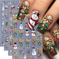 Christmas Nail Stickers 5D Embossed Snowman Tree Holiday Decals for Nails - 4 Sheets