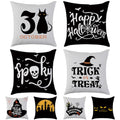 Halloween Pillow Covers 18x18 Set of 4 Double-Sided Decor - Black and Beige Variation