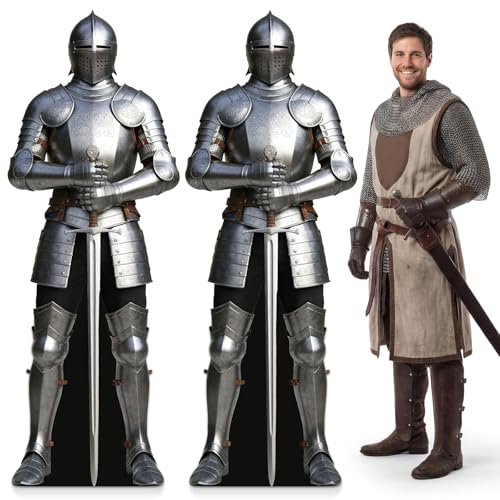 Life-Size Knight Cardboard Cutout Standee - 5.9 Ft Medieval Theme Prop - Variation of 2 / Knight
