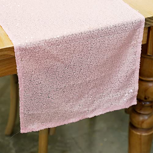 Pink Sequin Table Runner 12 Pack 12x108 Inches - Glitter Wedding & Party Decor