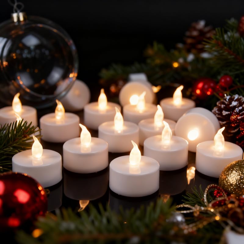 Flameless LED Tea Lights Candles - Warm White, 200 Pack - Safe Battery Operated Decorative Lights for Parties and Gifts