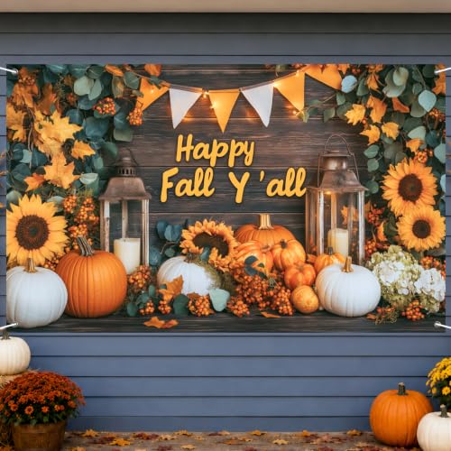 Happy Fall Banner - Fall Decor 3 - 71x43 Inches Autumn Wall Hanging