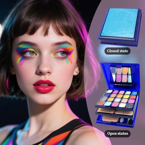 30-in-1 Makeup Set - Full Face Palette with Eyeshadows, Lipsticks, Blush, Mirror & Brushes