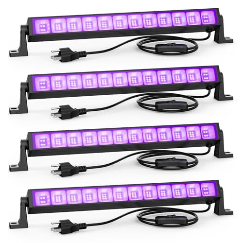 4PCS 40W Black Light LED Bar for Glow Parties, Halloween, Body Paint, Stage & Bedroom Lighting - Variation of 4 / 40 Watts