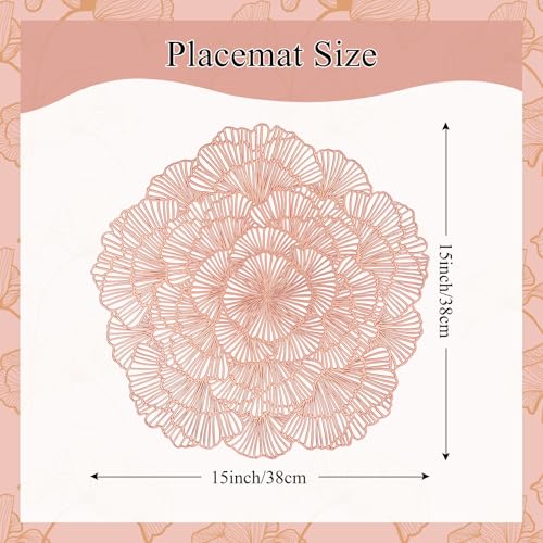 Rose Gold Placemats Set of 12 Flower Tablemats Vinyl Dining Table Decor - Modern Kitchen