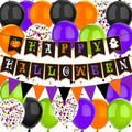 Halloween Balloon Decorations Set with Banner and Flags - 22pcs Party Supplies