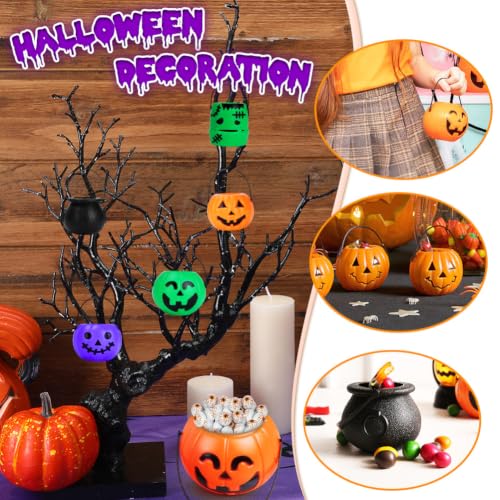 24PCS Halloween Mini Candy Buckets Set - Skull Pumpkin Ghost Novelty Decorations