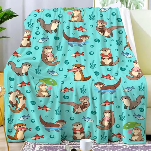 Otter Plush Throw Blanket for Kids Girls & Adults - 60x50 Inches - Cozy Fleece Bedding - Animal Lover Gift - Variation: Otter / 60x50