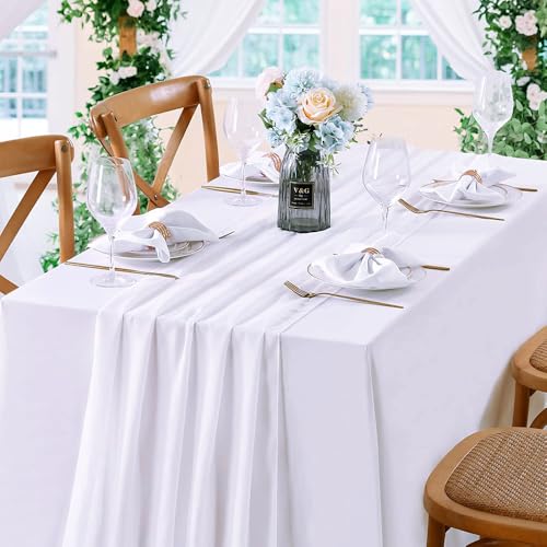 10ft White Chiffon Table Runner Pack of 12 - Rustic Wedding & Event Decor Variation of THIS listing