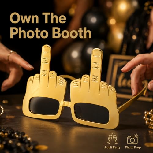 Funny Middle Finger Sunglasses Party Photo Booth Props - 3 Pack
