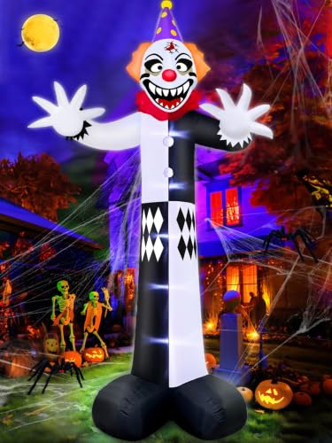 14 Ft Inflatable Halloween Clown Decoration with LED Lights for Yard and Party