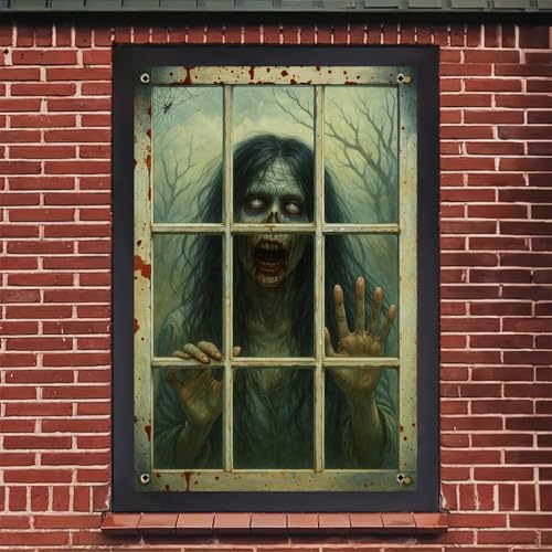 Halloween Zombie Window Cover - 31x47 Inch Polyester Decor - Colorful#3