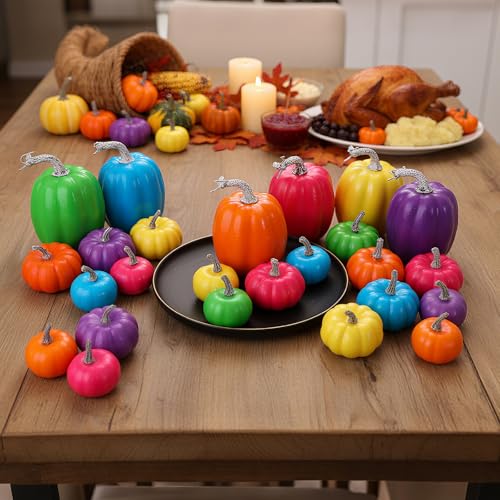 Colorful Fake Pumpkins Set of 30 - Fall Thanksgiving Halloween Decor