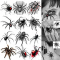 Spider Temporary Tattoos - 12 Sheets Realistic 3D Spider Web Halloween Body Art